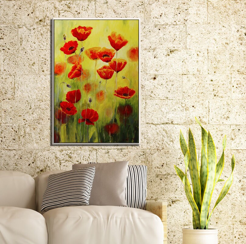 Anemones Art Red Flower Canvas Art Landscape Print Delicate Etsy