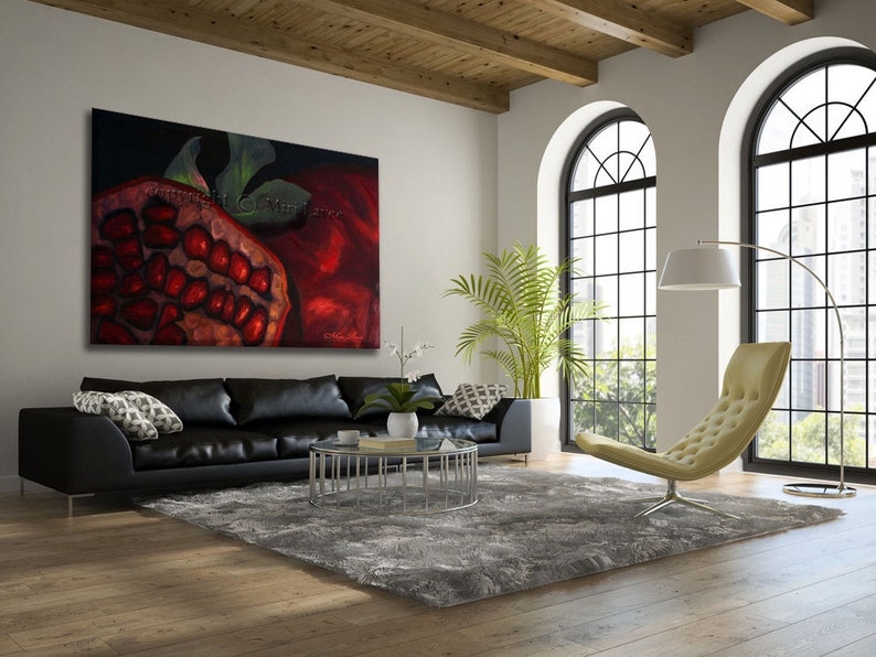 Extra Large Wall Art, Oil Painting, Fruit Art, Large Painting, Pomegranate Painting, LivingRoom Wall Art, Office Wall Art, Huge Wall Art image 1