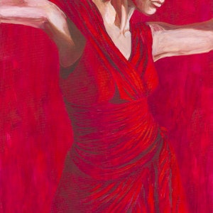 Wall Canvas Art, Fine Art Prints, Red Wall Art, Female Figure, Dance Wall Art, Woman Wall Decor, Sensual Art, Art on Canvas, Canvas Art image 2