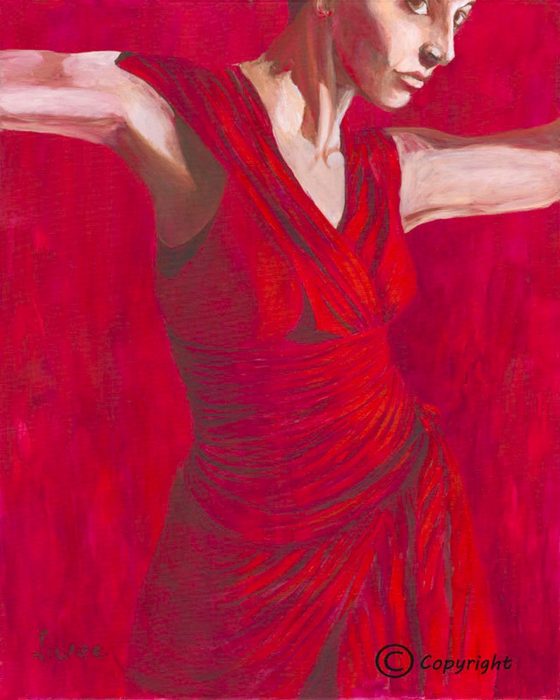 Wall Canvas Art, Fine Art Prints, Red Wall Art, Female Figure, Dance Wall Art, Woman Wall Decor, Sensual Art, Art on Canvas, Canvas Art image 2