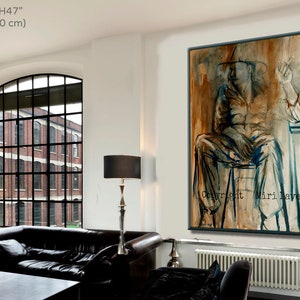 Extra Large Painting, Original Artwork, Large Wall Art, Large Canvas Art, Man Living Room Painting, Big Abstract Figure Painting, Oversized image 6