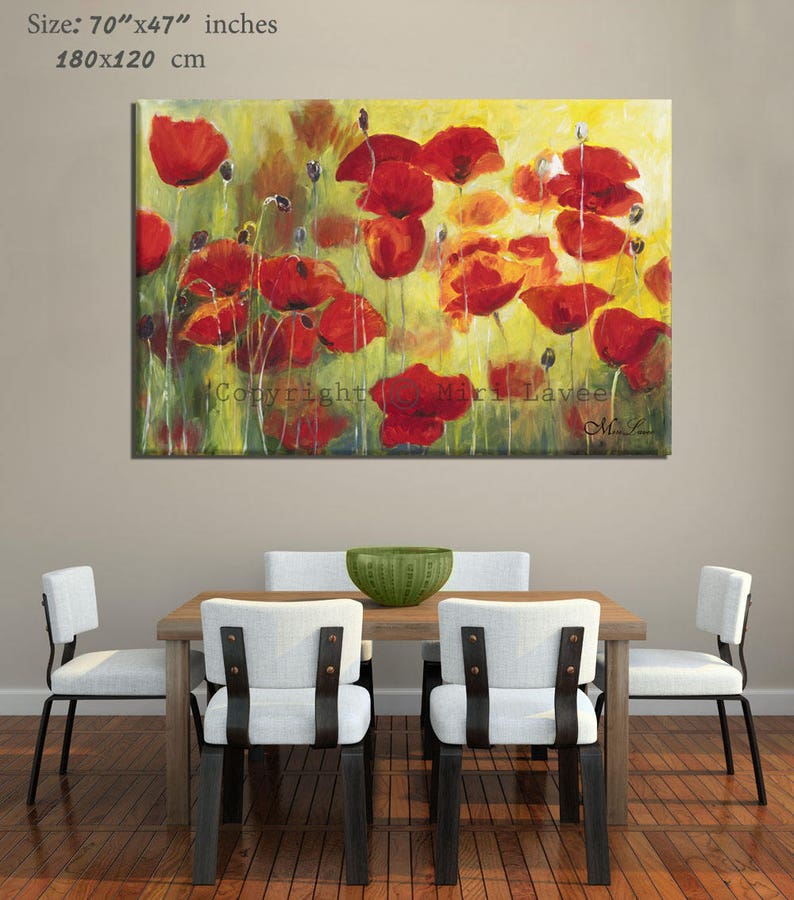 Modern Canvas Art Flower Canvas Art Red Flowers Art Large Etsy