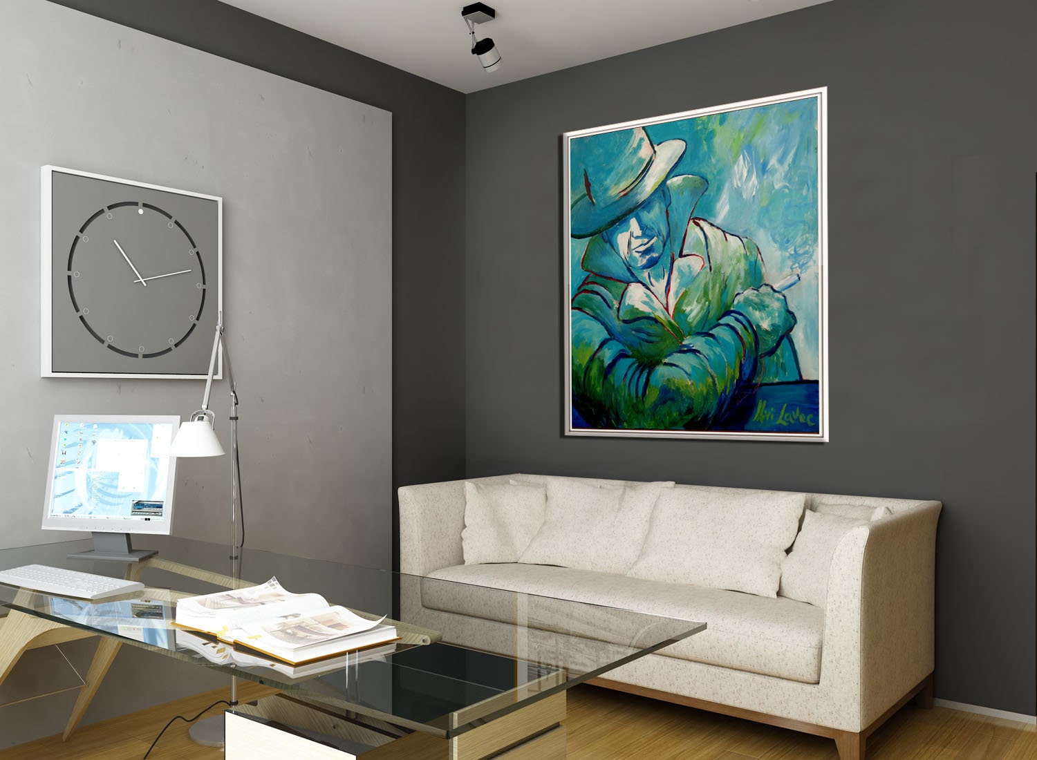 Large Living Room Painting on Canvas Man Painting Masculine - Etsy