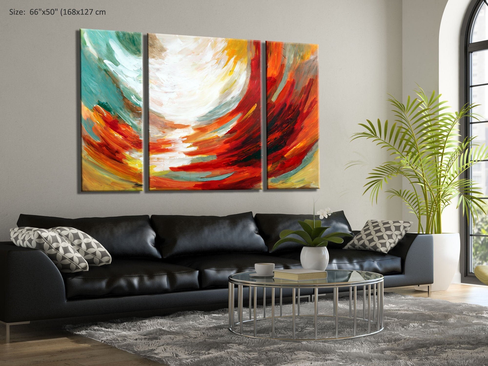 3 Panel Abstract Painting on Canvas Oversized Living Room 