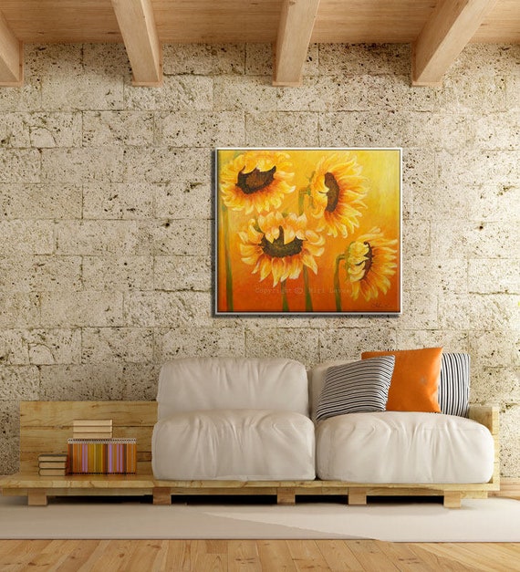 Living Room Art Flower Wall Art Flower Canvas Art Nature Wall Art Flower Art Print Sunflower Decor Sunflower Wall Art Contemporary
