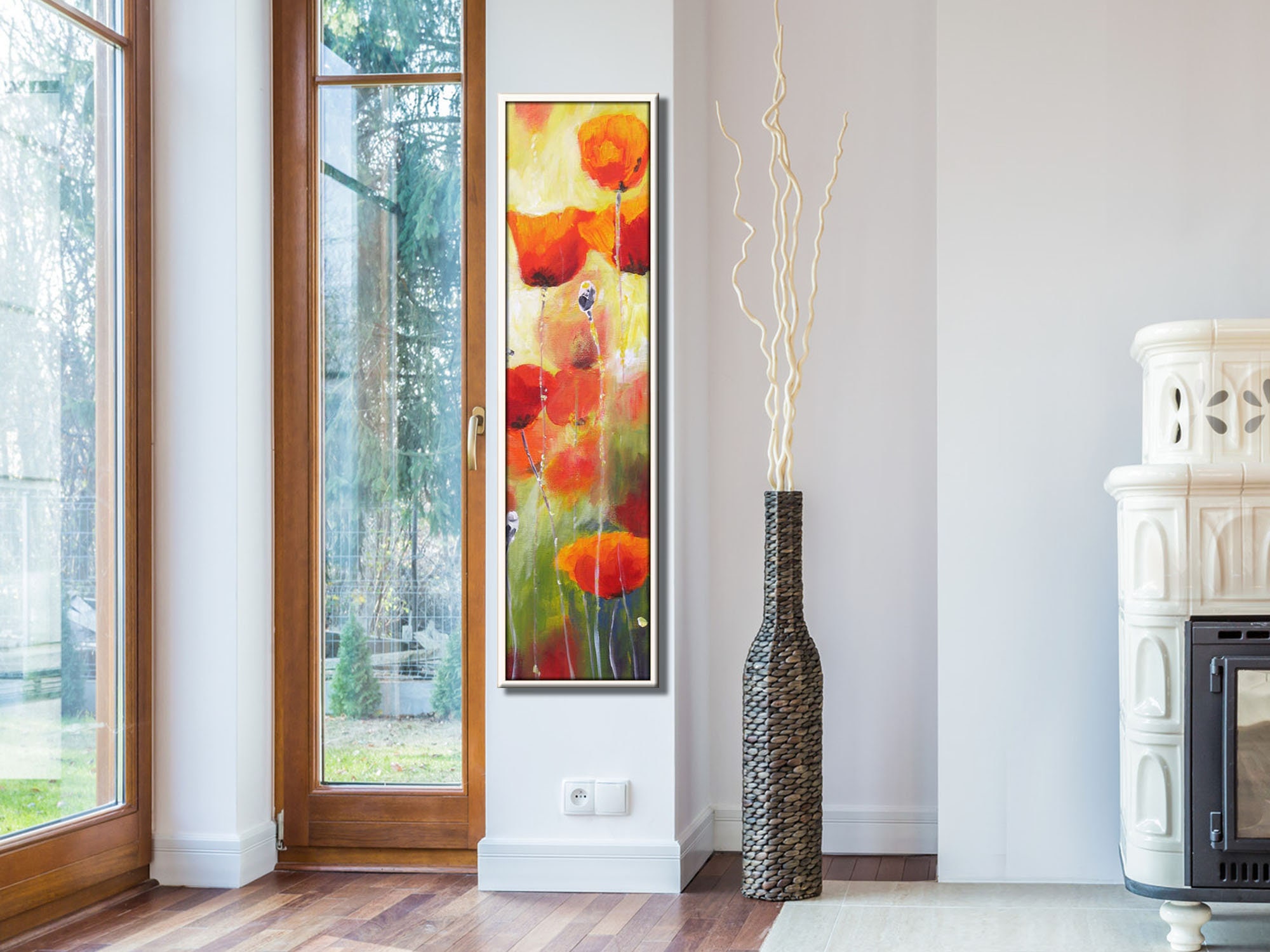 Large Vertical Art Abstract Flowers Art for Living Room - Etsy