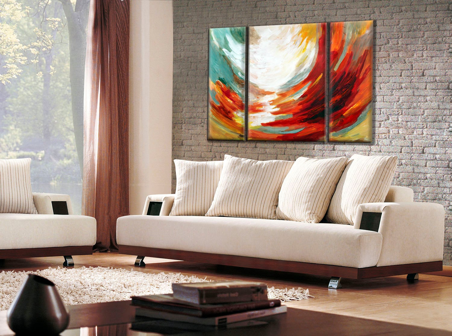 Extra Large Abstract Living Room Wall Art Set Modern Canvas - Etsy