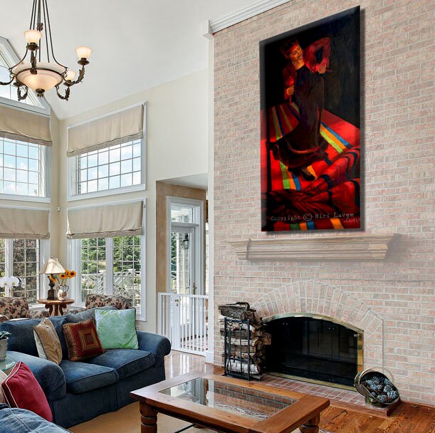 Large Vertical Art, Woman Art, Mexico Art, Large Wall Art, Living Room