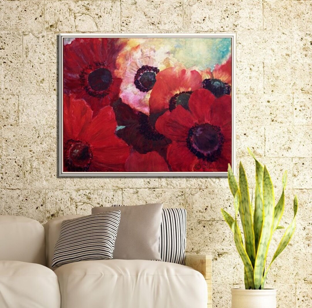 Colorful Flower Wall Art, Wall Art Canvas, Painting Print, Floral Wall