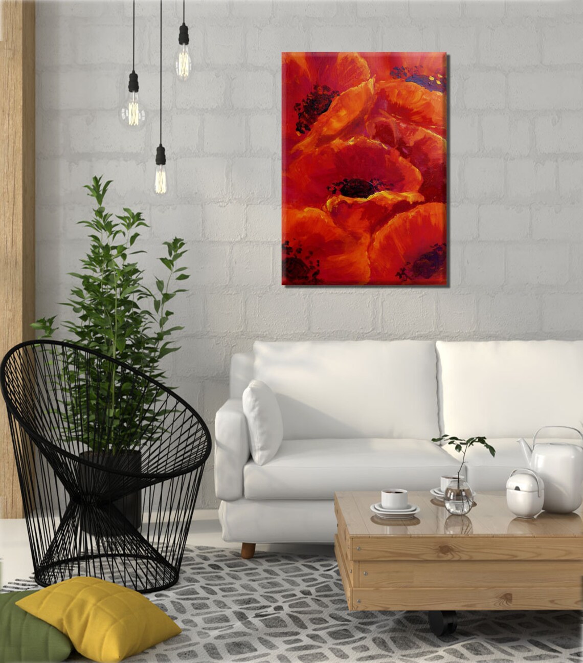 Large Wall Art Canvas Painting Flower Painting Flower Wall Etsy Israel