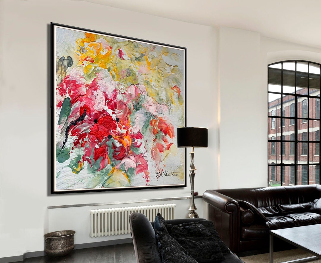 Large Living Room Painting, Abstract Painting, Colorful Painting on ...