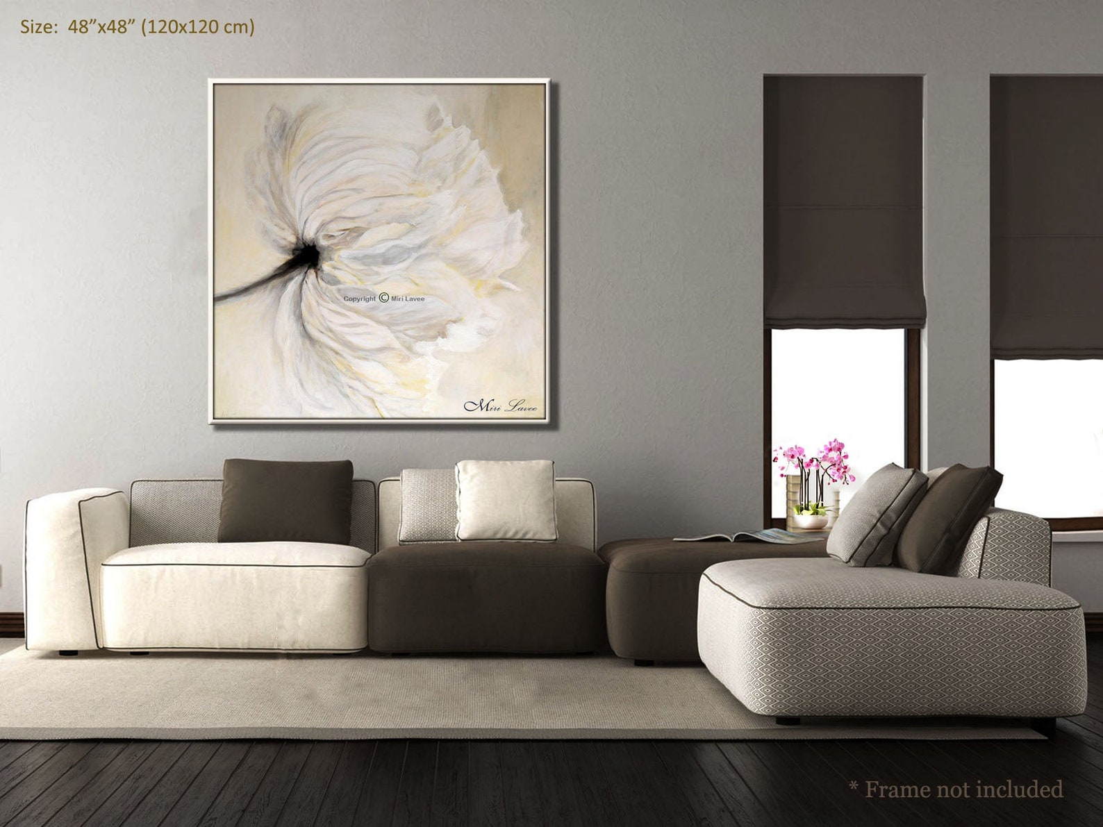 White Living Room Wall Art Oil Painting Flower Painting | Etsy