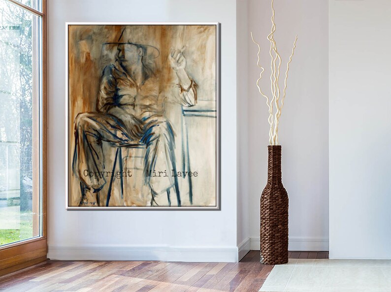 Contemporary Art, Extra Large Painting, Innovative Masculine Wall Art, Brown Wall Art, Modern Office, Office Pictures, Abstract Modern Art image 3