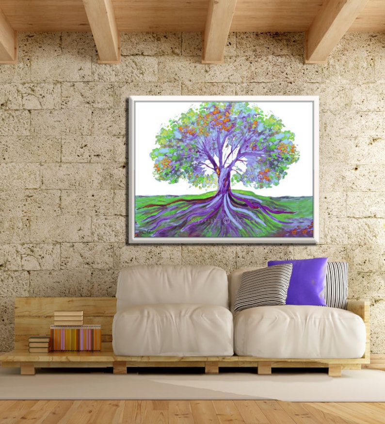 Tree Wall Art Large Landscape Art Modern Living Room Art Etsy
