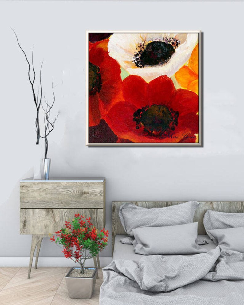 Large Flower Art Contemporary Art Large Wall Art Canvas Etsy