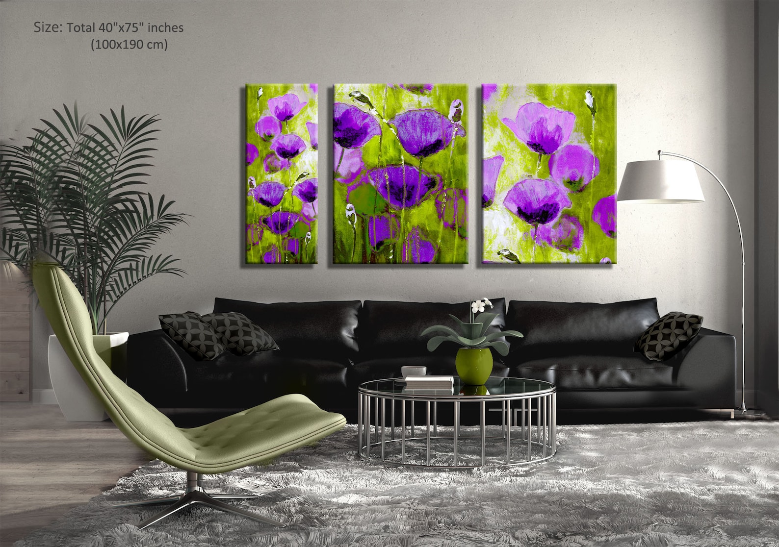 Extra Large 3 Piece Wall Art Painting Art Set of 3 Flower Etsy