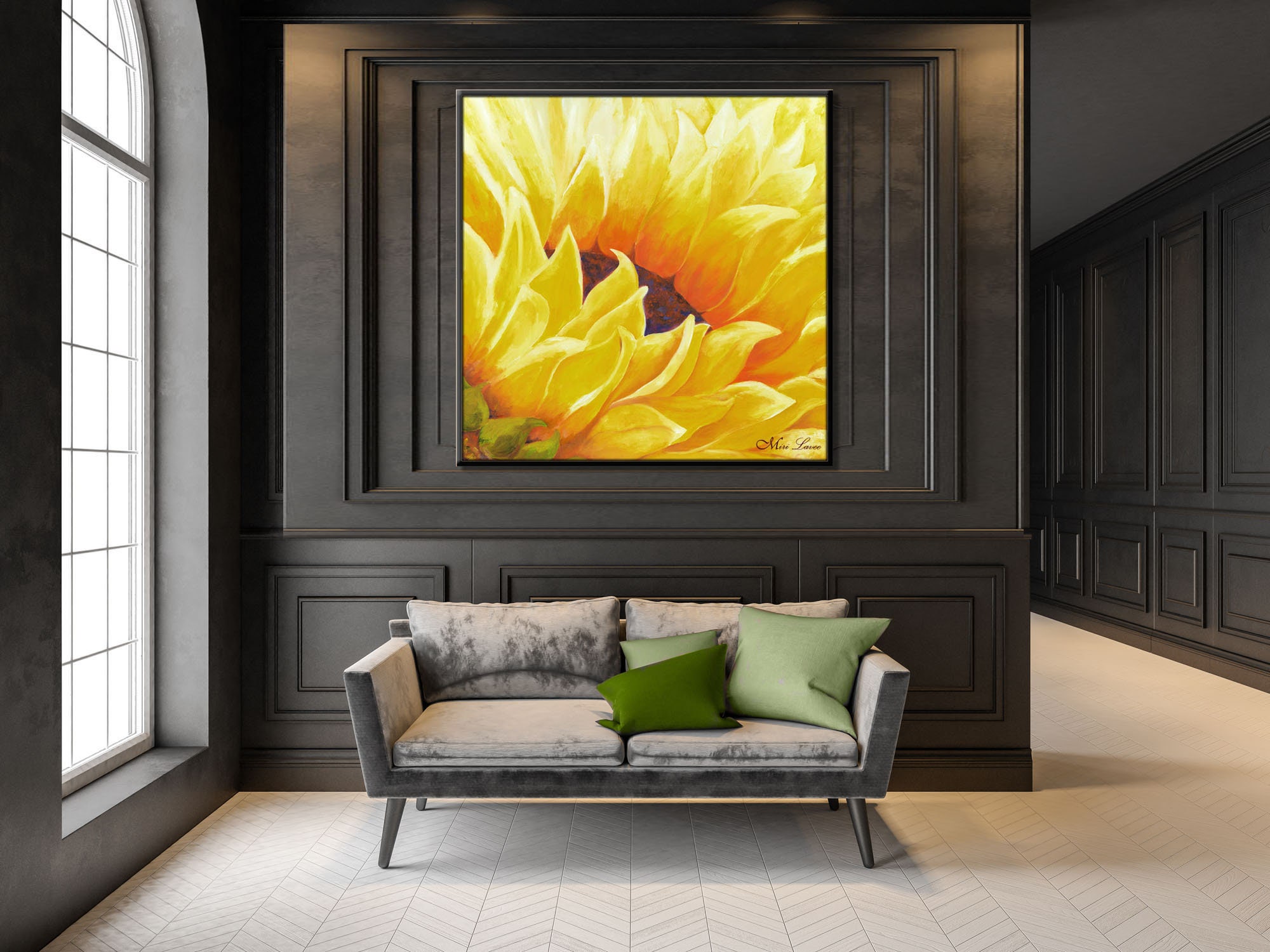 Framed Canvas Wall Art Daisy Flower Pattern Oil Painting  Artwork Picture Posters Wall Decor for Living Room Bedroom Bathroom Office  Home Decoration 20x20 in: Posters & Prints