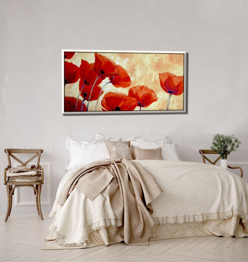 Extra Large Wall Art Red Flower Painting Huge Painting Etsy
