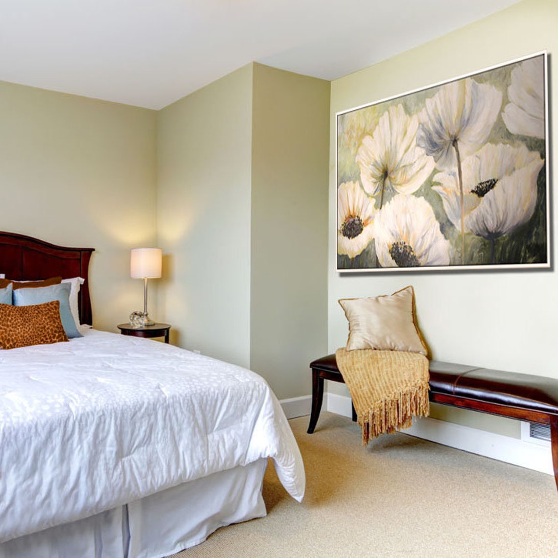 Living Room Art Large Wall Art White Flower Art Print Wall Etsy