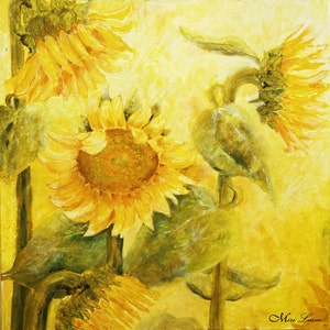 Wall Art Canvas Sunflower Decor, Sunflower Art, Sunflower Painting, Sunflower Canvas, Sunflower Picture, Painting Abstract, Flower Painting