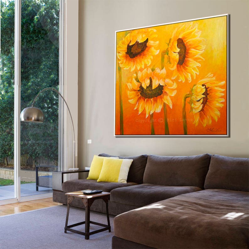Sunflower Wall Art, Large Wall Art, Wall Decor Living Room