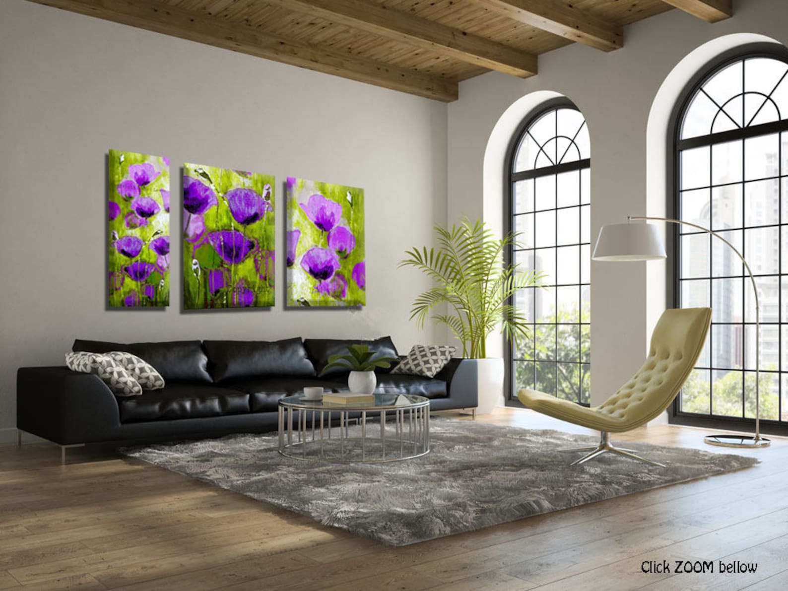 Wall Art Set Canvas Set Art Set of 3 Canvas Art Set Purple Etsy