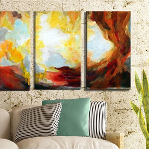 3 Piece Abstract Wall Art, Large Nature Canvas Art Set, Sky Canvas ...