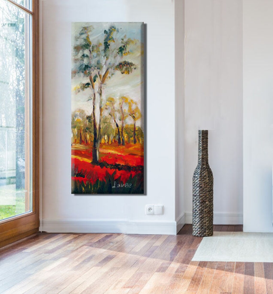 Large Vertical Art Long Wall Art Tree Art Entryway Wall Etsy