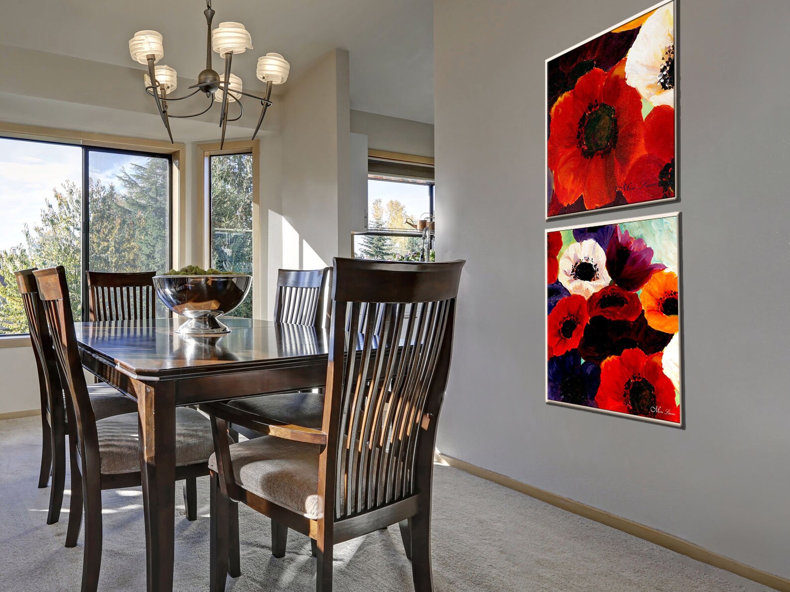 Wall Art Set of 2 Prints, Flowers on Canvas, Large Floral Canvas Art ...
