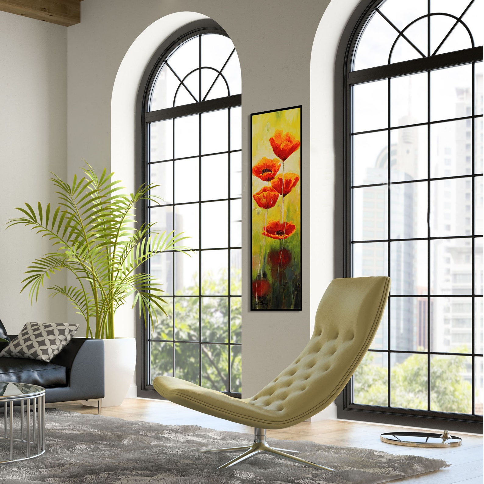 Large Vertical Art, Long Narrow Art, Living Room Wall Decor, Colorful ...