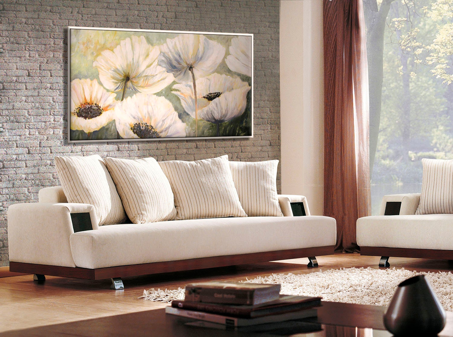Living Room Art, Large Wall Art, White Flower Art Print, Wall Art for ...