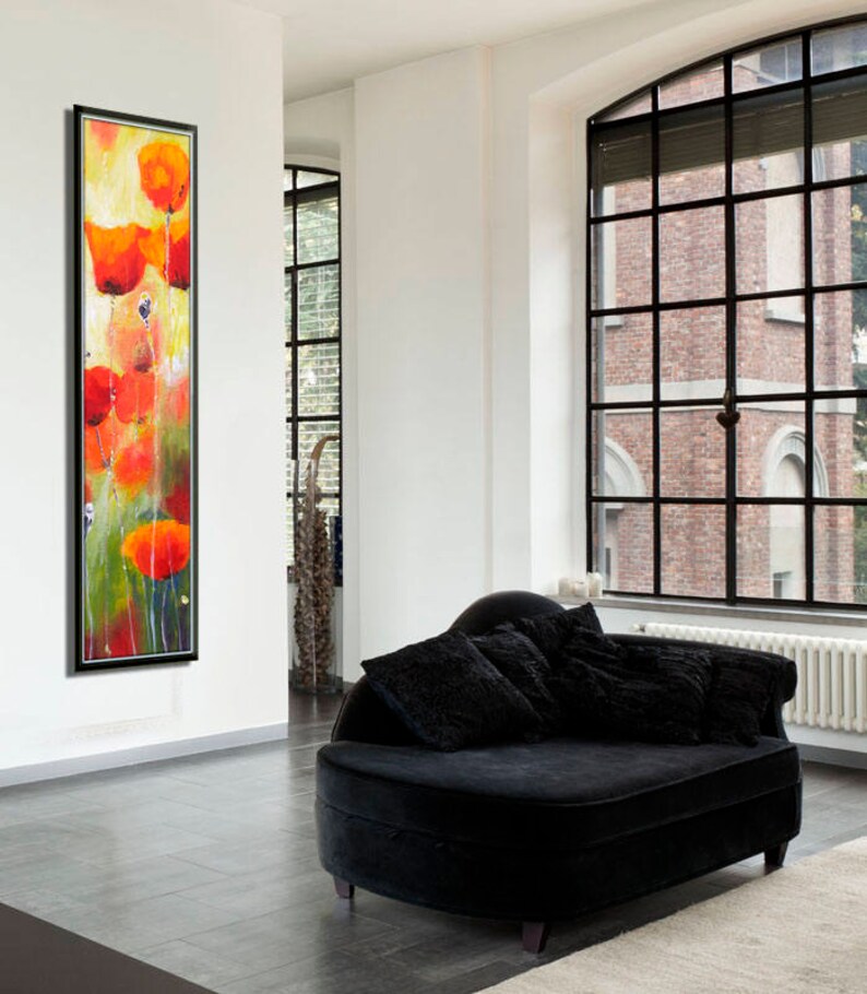 Bedroom Wall Art Flower Art Flower Canvas Art Narrow Wall Etsy