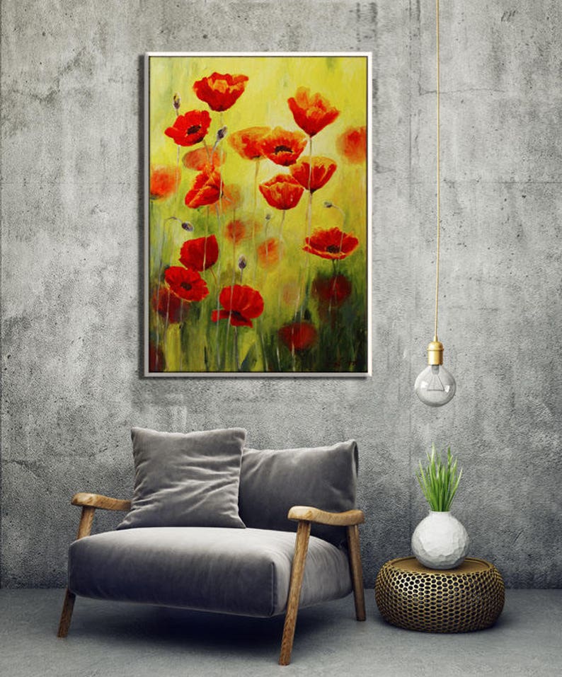 Anemones Art Red Flower Canvas Art Landscape Print Delicate Etsy