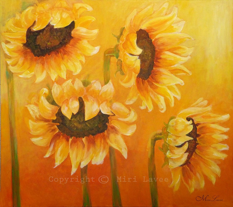 Sunflower Wall Art, Large Wall Art, Wall Decor Living Room