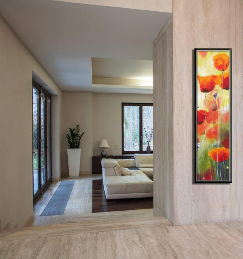 Bedroom Wall Art Flower Art Flower Canvas Art Narrow Wall Etsy