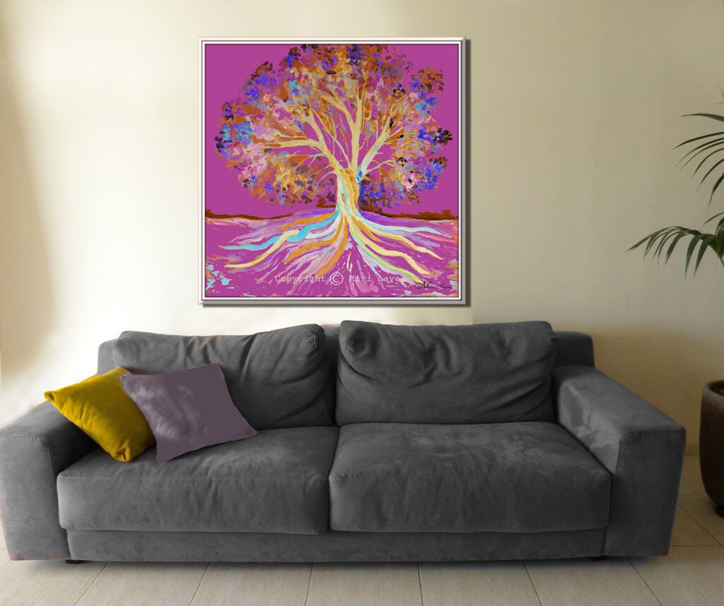Tree Wall Art, Large Living Room Wall Art, Landscape Art, Nature Home ...
