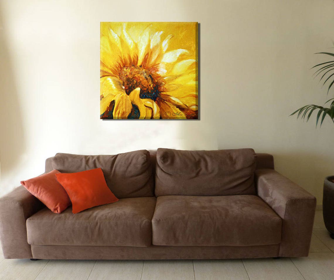 Extra Large Flower Art for Living Room Modern Sunflower | Etsy