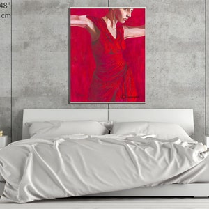 Wall Canvas Art, Fine Art Prints, Red Wall Art, Female Figure, Dance Wall Art, Woman Wall Decor, Sensual Art, Art on Canvas, Canvas Art image 6