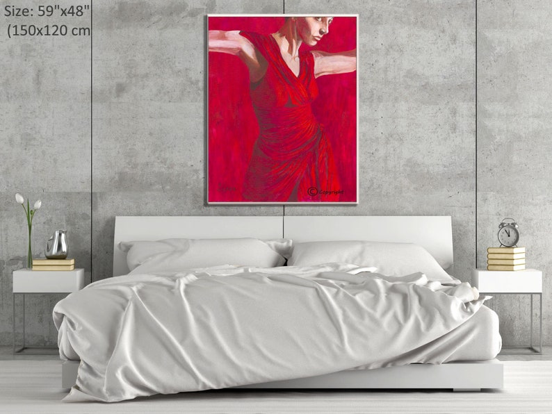 Wall Canvas Art, Fine Art Prints, Red Wall Art, Female Figure, Dance Wall Art, Woman Wall Decor, Sensual Art, Art on Canvas, Canvas Art image 6