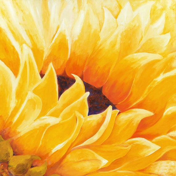 Sunflower Painting Sunflower Original Art Minnesota Flower Painting Yellow Flower Artwork Floral Painting Stretched Canvas 27.5-16 inches