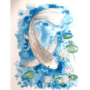 鯉のアート。水墨画。鯉の絵。日本の鯉。海の生き物のアート。壁画