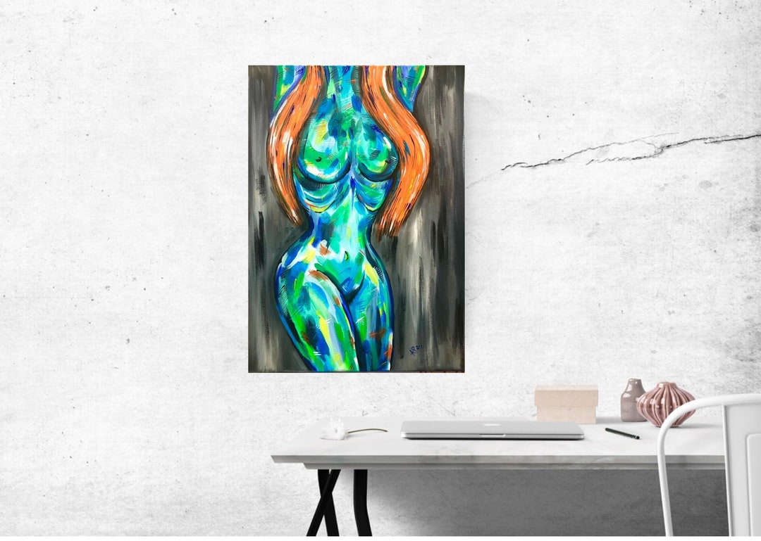 Nude Art Naked Woman Painting Nude Wall Art Acrylic Painting Colorful Painting Naked Woman