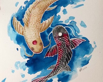 絵画　鯉 鯉の絵画 鯉 オリジナルアート 日本の鯉 油絵 キャンバス