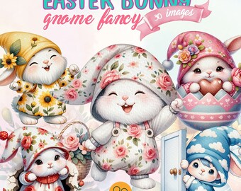Osterhase Gnom PNG, Osterhase Dekor, Hase Gnom Clipart, Osterhase Korb, Osterhase Kranz, Osterhase Clipart, Aquarell.