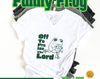 Lustiger Frosch aus, um den Herrn zu loben – Christliche Bibel Humor Clipart (Digitaler Download PNG / PDF)