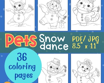 36 Weihnachten Malseiten, Hunderassen und Katzenrassen, Printable Digital Download, entspannende Aktivität