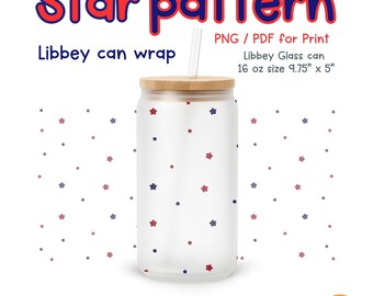 Sternenmuster Glasverpackung - Minimalistische Libbey Dosenverpackung (Digitaler Download PNG / PDF)