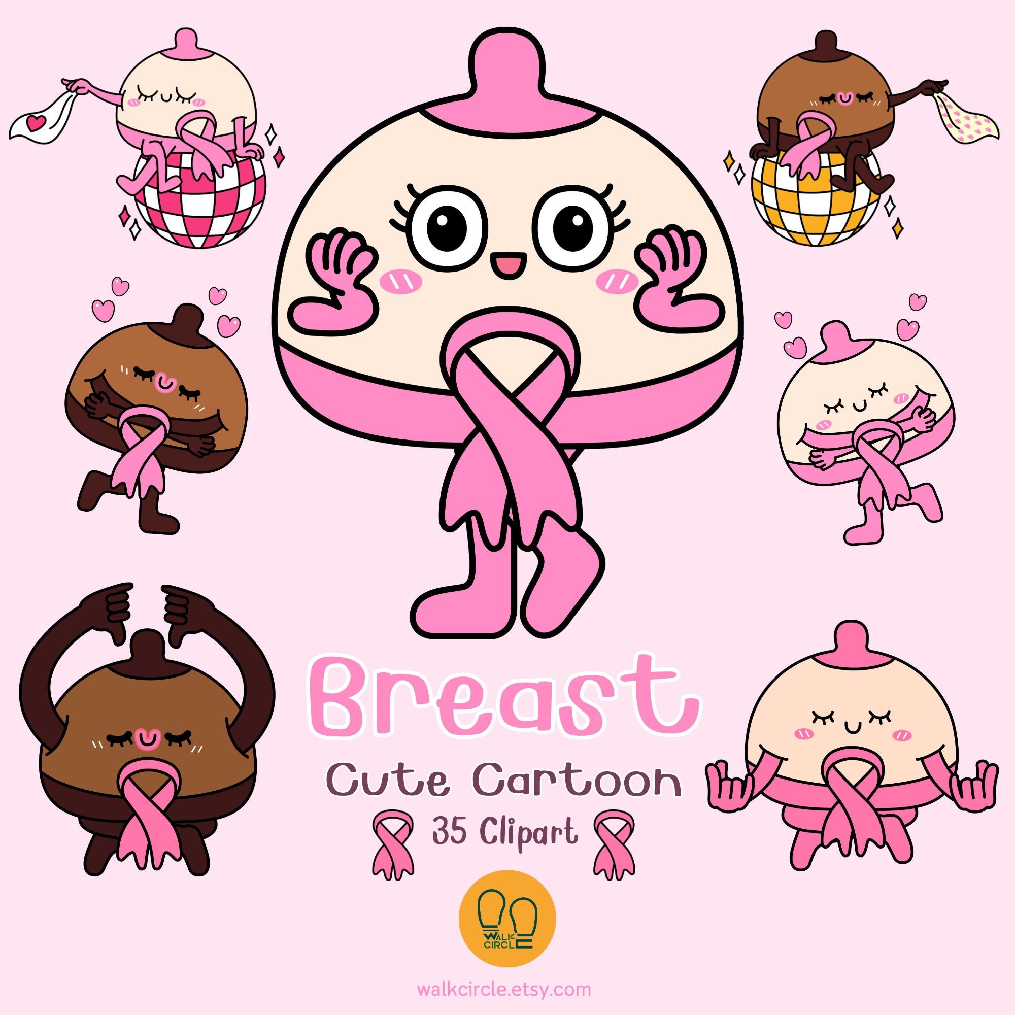 Breast cute cartoon clipart cartoon t-shirt design breast cancer shirt breast cancer PNG cartoon shirt cartoon stickers pink bow PNG.