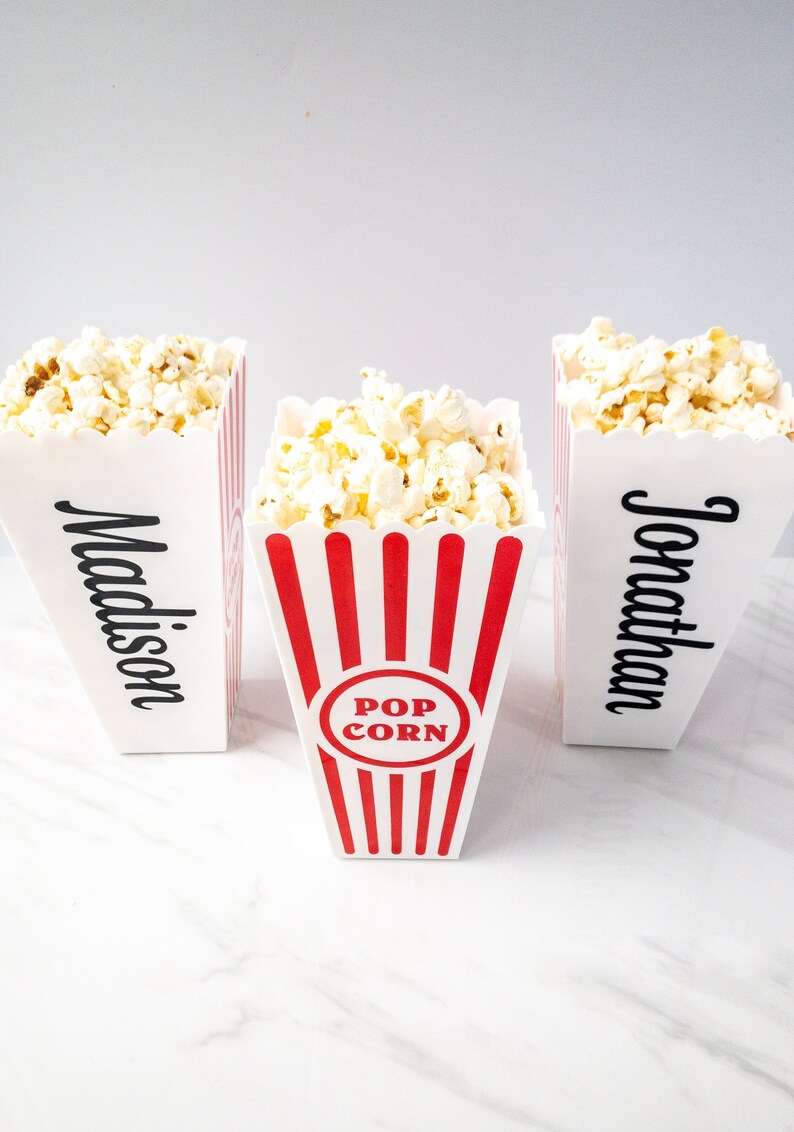 Personalized Popcorn Containers Movie Theme Party Favor Etsy