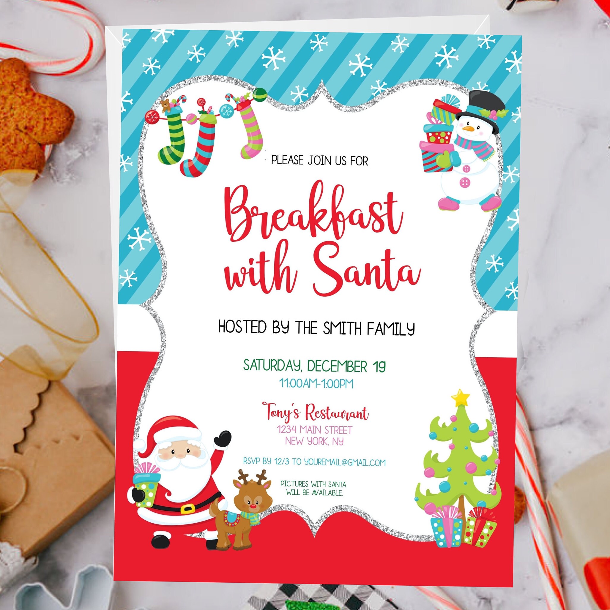 Editable Breakfast With Santa Invitation Template 5x7 - Etsy